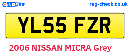 YL55FZR are the vehicle registration plates.