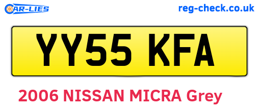 YY55KFA are the vehicle registration plates.
