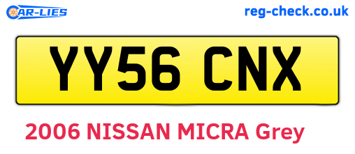 YY56CNX are the vehicle registration plates.