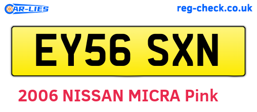 EY56SXN are the vehicle registration plates.