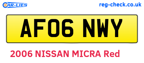 AF06NWY are the vehicle registration plates.
