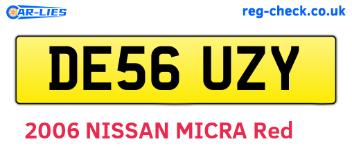 DE56UZY are the vehicle registration plates.