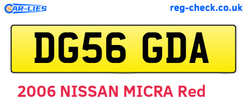 DG56GDA are the vehicle registration plates.