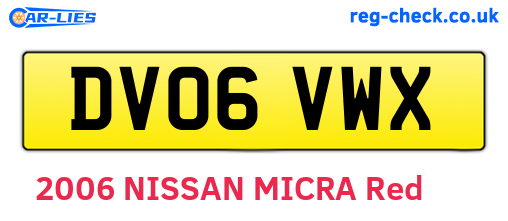 DV06VWX are the vehicle registration plates.