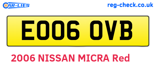 EO06OVB are the vehicle registration plates.