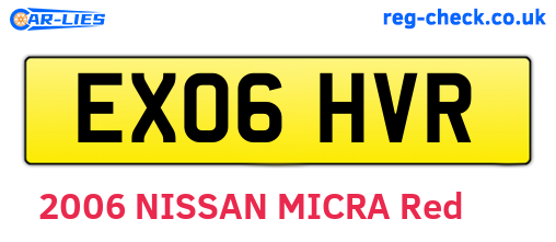 EX06HVR are the vehicle registration plates.