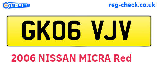 GK06VJV are the vehicle registration plates.