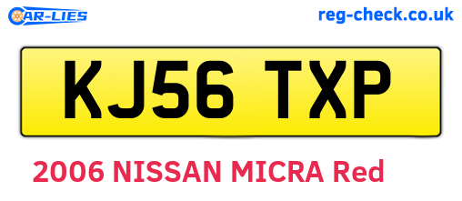 KJ56TXP are the vehicle registration plates.