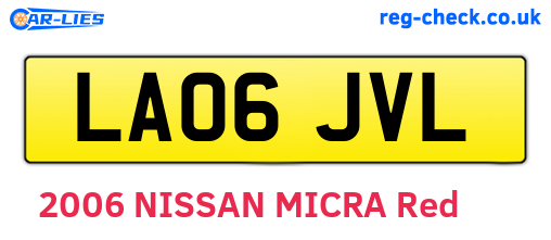 LA06JVL are the vehicle registration plates.
