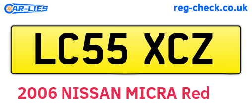 LC55XCZ are the vehicle registration plates.