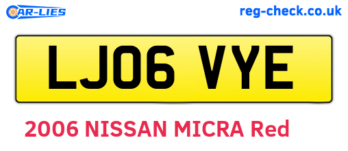 LJ06VYE are the vehicle registration plates.