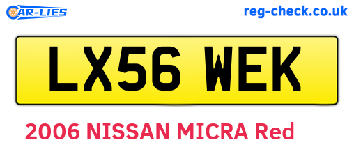 LX56WEK are the vehicle registration plates.