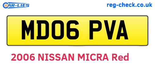 MD06PVA are the vehicle registration plates.
