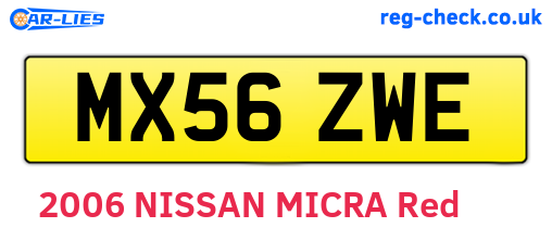 MX56ZWE are the vehicle registration plates.