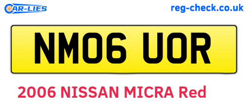 NM06UOR are the vehicle registration plates.