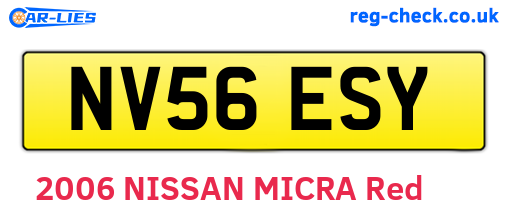 NV56ESY are the vehicle registration plates.