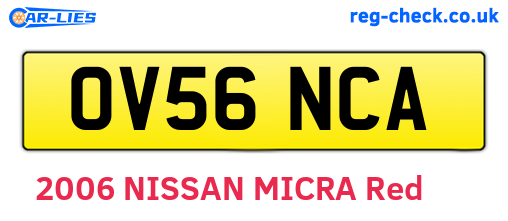 OV56NCA are the vehicle registration plates.