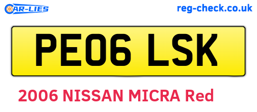 PE06LSK are the vehicle registration plates.