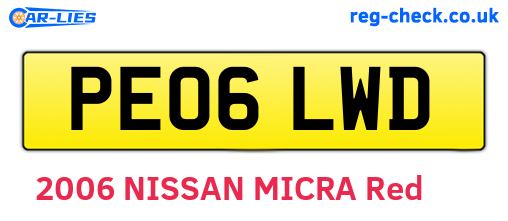 PE06LWD are the vehicle registration plates.