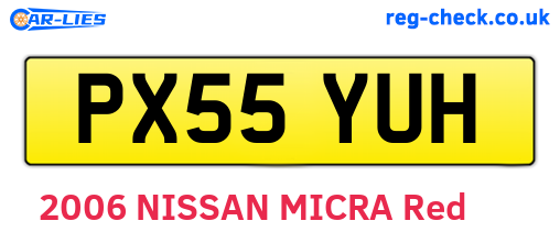 PX55YUH are the vehicle registration plates.