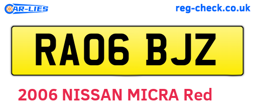 RA06BJZ are the vehicle registration plates.