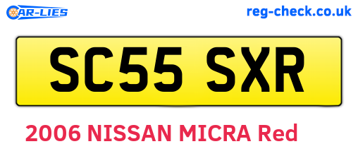 SC55SXR are the vehicle registration plates.
