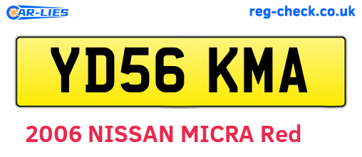 YD56KMA are the vehicle registration plates.