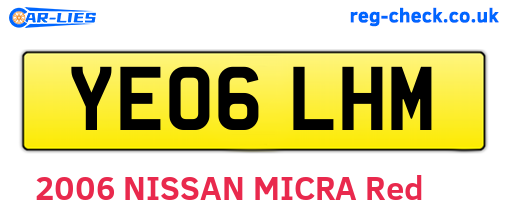 YE06LHM are the vehicle registration plates.