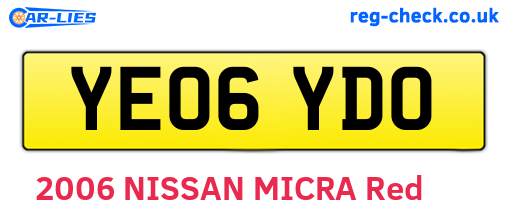 YE06YDO are the vehicle registration plates.