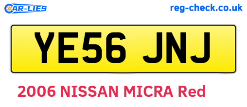 YE56JNJ are the vehicle registration plates.