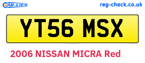 YT56MSX are the vehicle registration plates.
