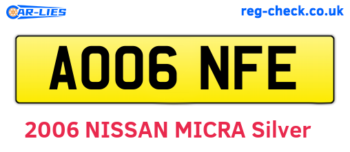 AO06NFE are the vehicle registration plates.