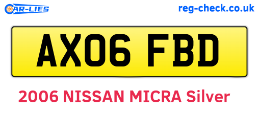 AX06FBD are the vehicle registration plates.
