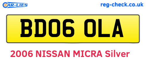BD06OLA are the vehicle registration plates.