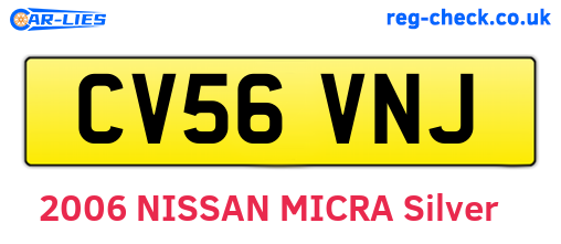 CV56VNJ are the vehicle registration plates.