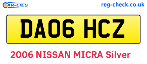 DA06HCZ are the vehicle registration plates.