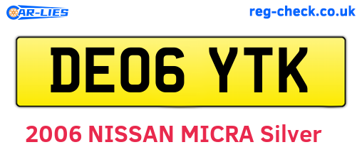DE06YTK are the vehicle registration plates.