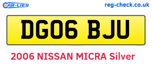 DG06BJU are the vehicle registration plates.