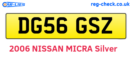DG56GSZ are the vehicle registration plates.