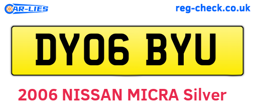 DY06BYU are the vehicle registration plates.