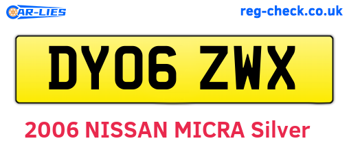 DY06ZWX are the vehicle registration plates.
