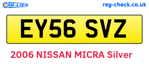 EY56SVZ are the vehicle registration plates.