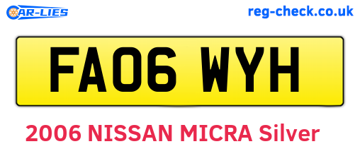 FA06WYH are the vehicle registration plates.