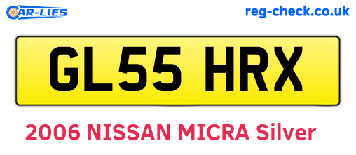 GL55HRX are the vehicle registration plates.