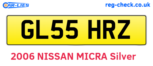 GL55HRZ are the vehicle registration plates.