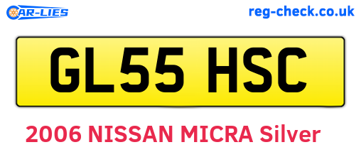GL55HSC are the vehicle registration plates.