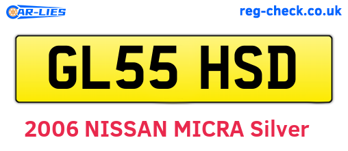 GL55HSD are the vehicle registration plates.