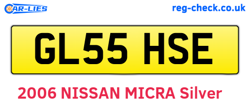 GL55HSE are the vehicle registration plates.