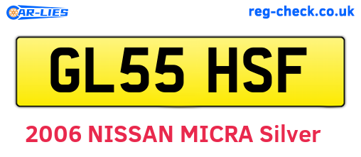 GL55HSF are the vehicle registration plates.
