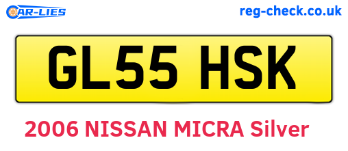 GL55HSK are the vehicle registration plates.
